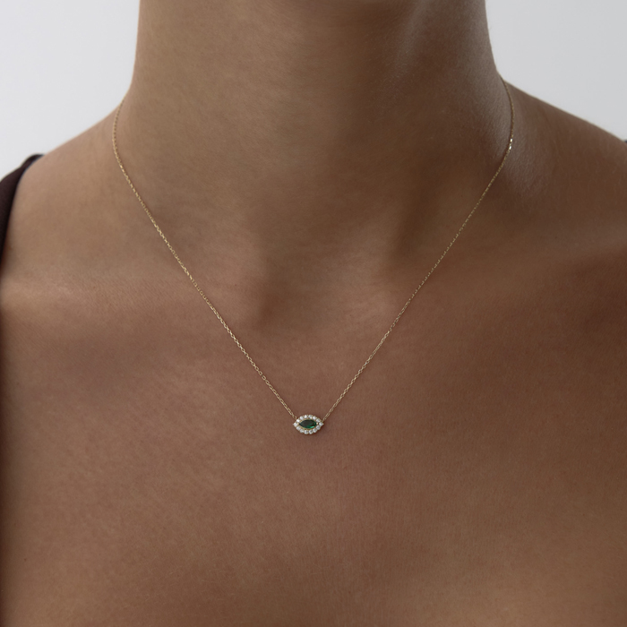 Taşlı Yeşil Göz Kolye - Gökhan Bera