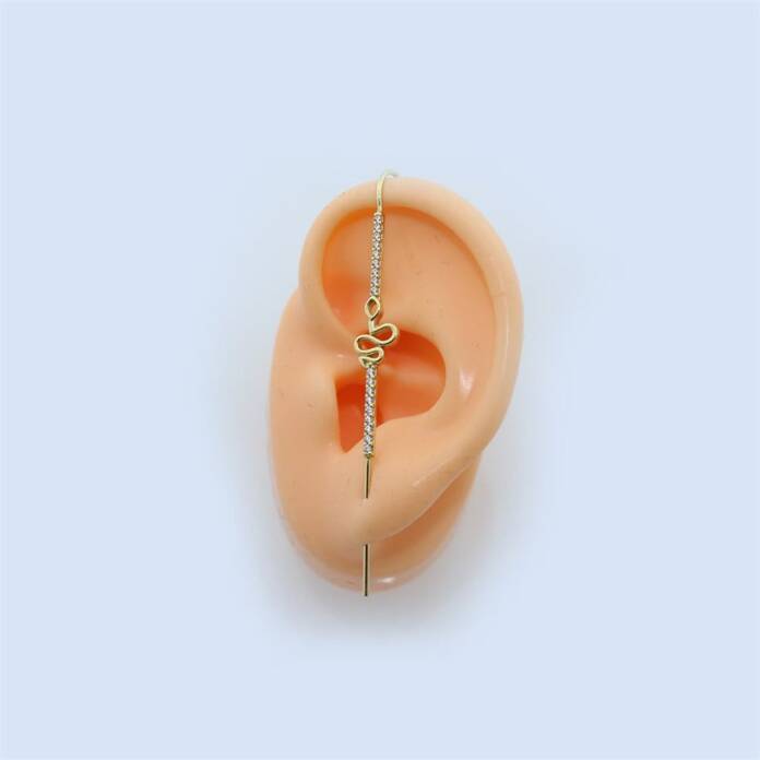 Taşlı Yılan Motifli Hook Baston Küpe - 2