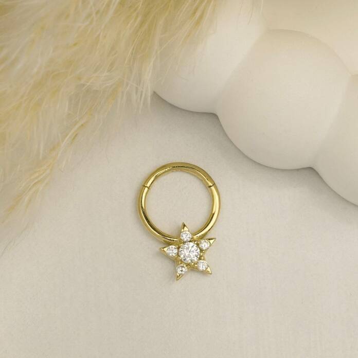 Taşlı Yıldız Motifli Helix Piercing - 2