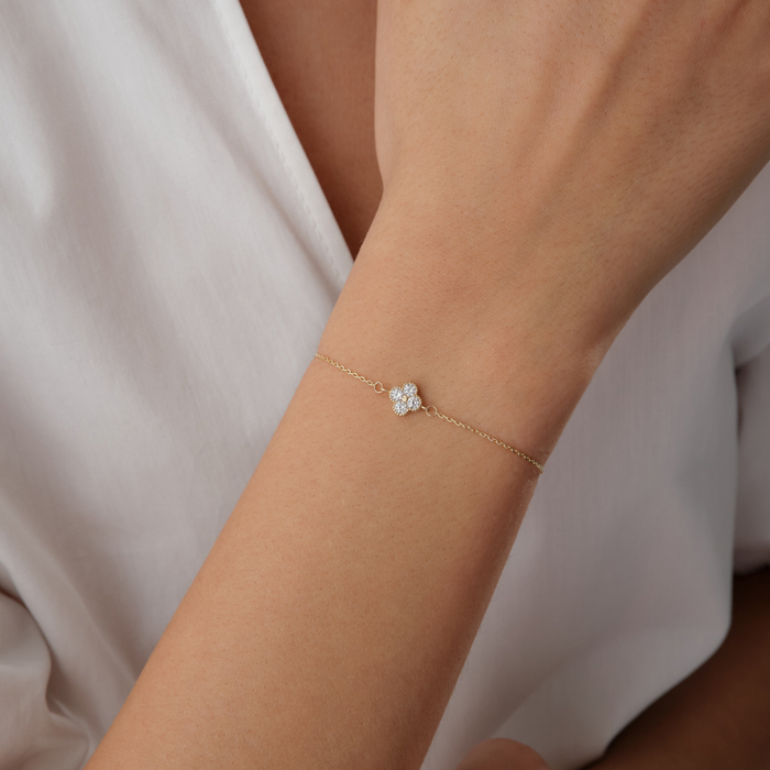 Taşlı Yonca Figürlü Altın Bileklik - Rayna (1)