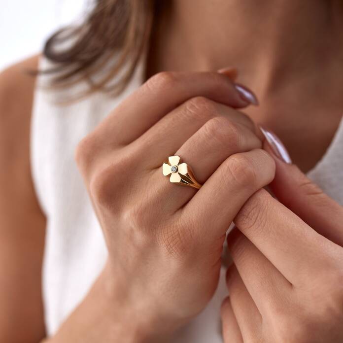 Taşlı Yonca Şovalye Yüzük - 1