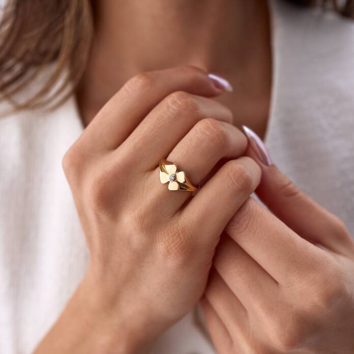 Taşlı Yonca Şovalye Yüzük - 2