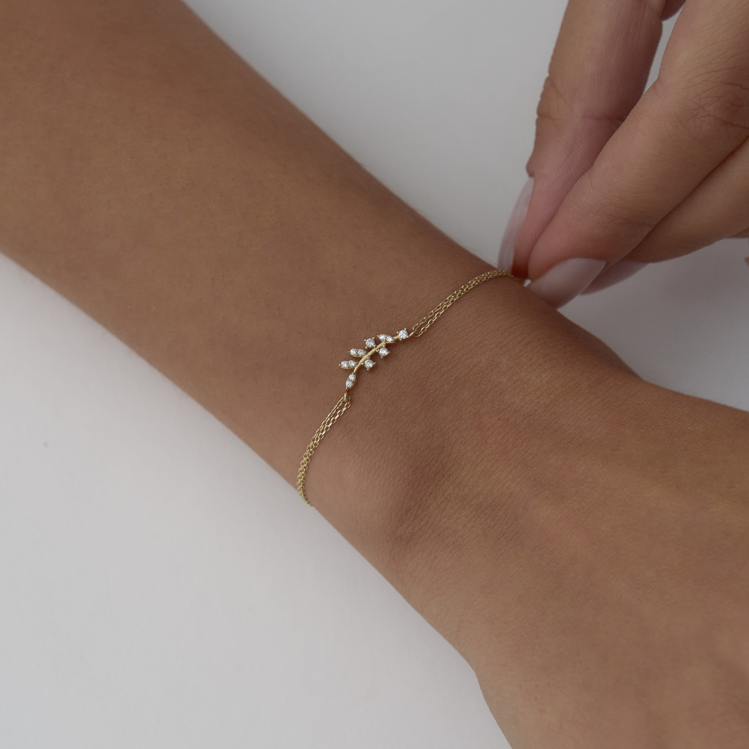 Taşlı Zeytin Dalı Bileklik - 2