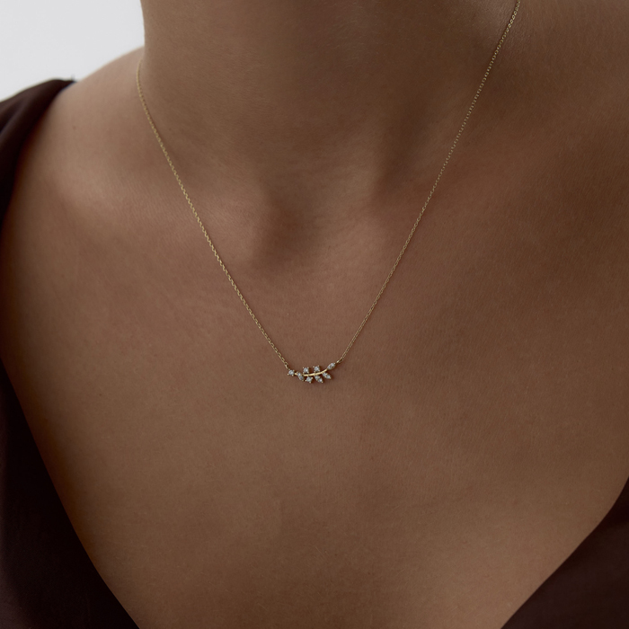 Taşlı Zeytin Dalı Kolye - Gökhan Bera