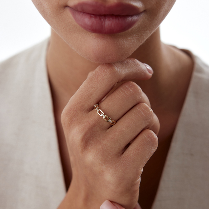 Taşlı Zincir Yüzük - Nüans