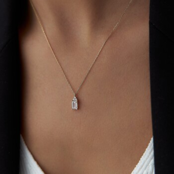 Tek Baget Taşlı Kolye - Mazal