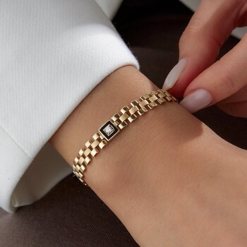 Tek Siyah Mineli Kordon Taşlı Bileklik - Konyalı Halil