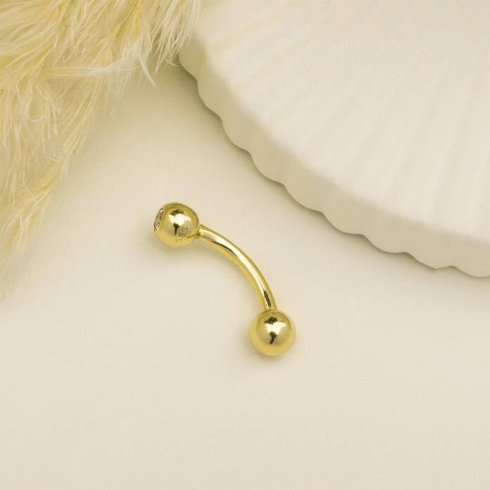 Tek Tarafı Taşlı Top Göbek Piercing - 2