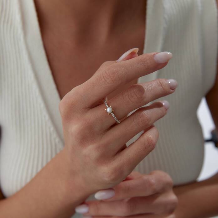 Tek Taş İnci Yüzük - 1