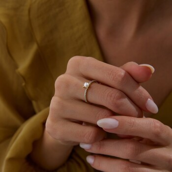 Tek Taş İnci Yüzük - 3