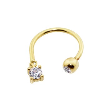 Tek Taş Sallantılı Minimal Yarım Halka Piercing - Dianora