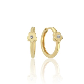 Tek Taşlı Çiçek Halka Çocuk Küpesi - 1