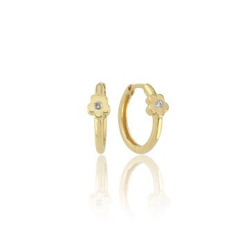 Tek Taşlı Çiçek Halka Çocuk Küpesi - 2