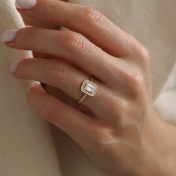 Tek Tur Taşlı Baget Yüzük - Oragold Orhan (1)