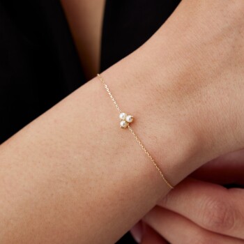 Tek Zincirli Tria İnci Bileklik - Rayna