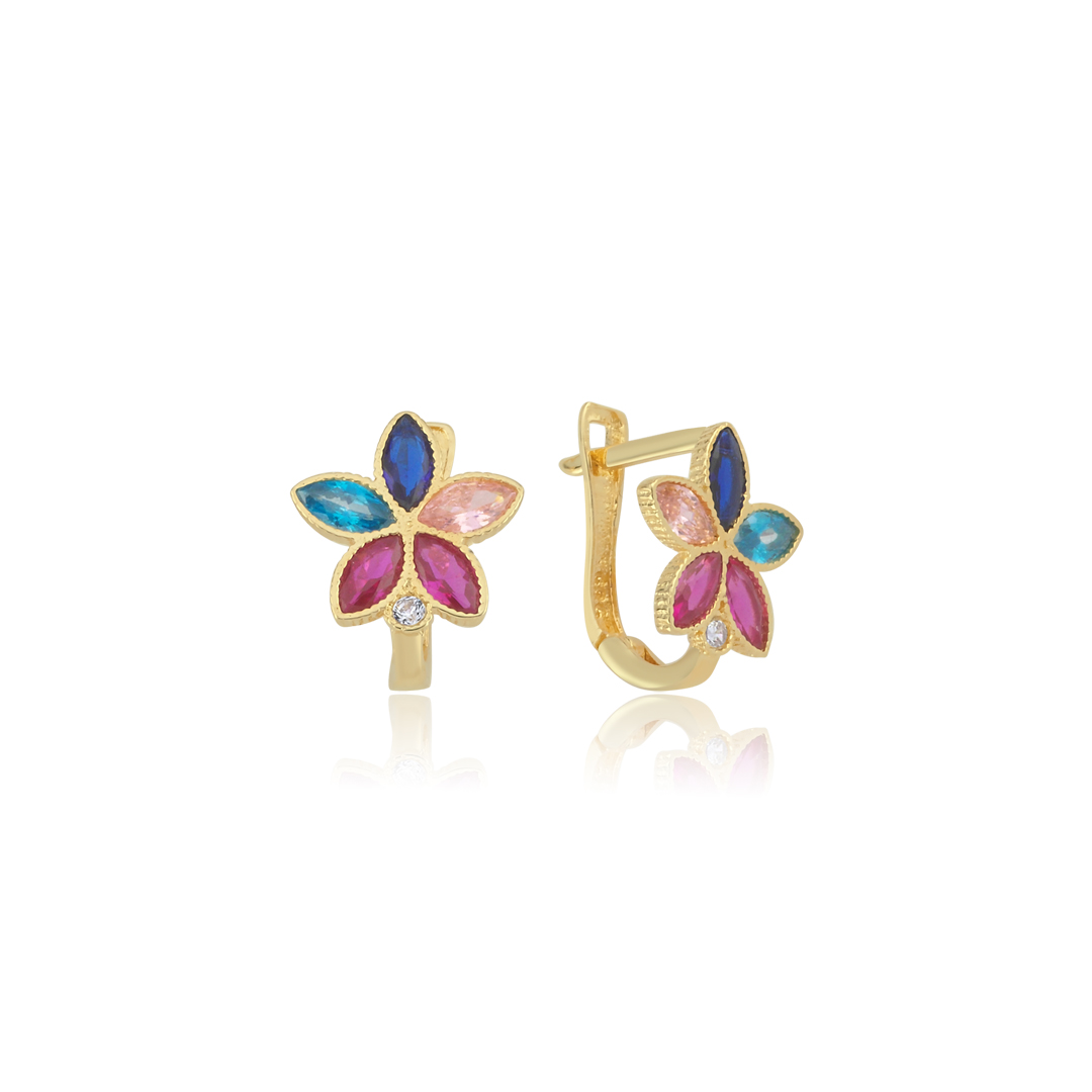 Tekli Taşlı Flower Çocuk Küpesi - 1