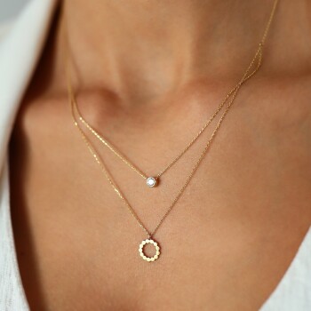 Tektaş Çelenk İkili Kolye - Rayna