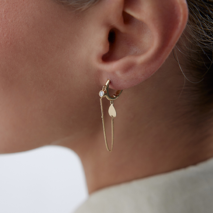 Tektaş Kalp Sallantılı Küpe - Rayna (1)