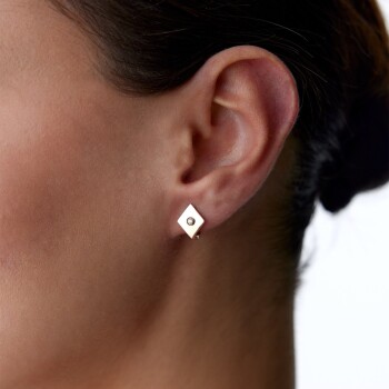 Tektaş Karo Plaka Küpe - Alen