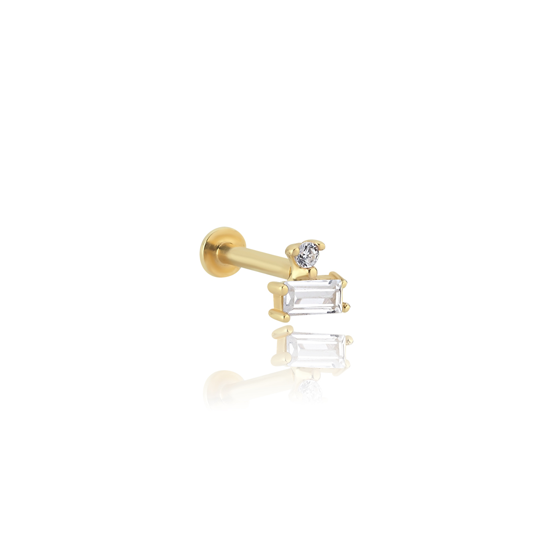 Tektaş ve Bagetli Mini Tragus Piercing - 1