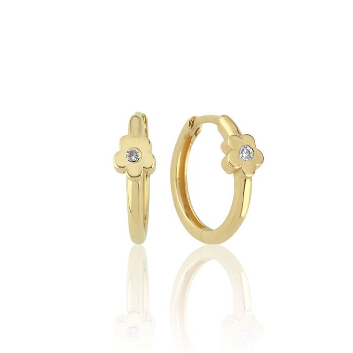 Tektaşlı Çiçek Halka Çocuk Küpesi - 1