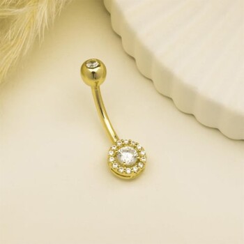 Tektaşlı Daire Motifli Göbek Piercing - Dianora (1)