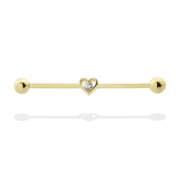 Tektaşlı Kalp Motifli Köprü Piercing - Dianora