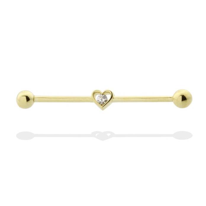 Tektaşlı Kalp Motifli Köprü Piercing - 1