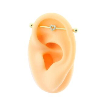 Tektaşlı Kalp Motifli Köprü Piercing - Dianora (1)