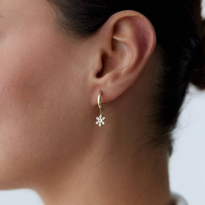 Tektaşlı Kar Tanesi Sallantılı Küpe - 1