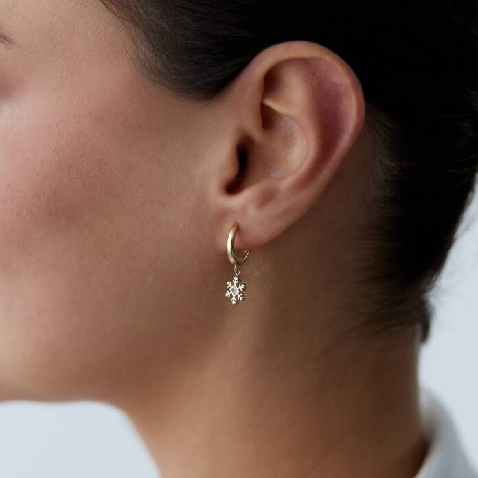 Tektaşlı Kar Tanesi Sallantılı Küpe - 2