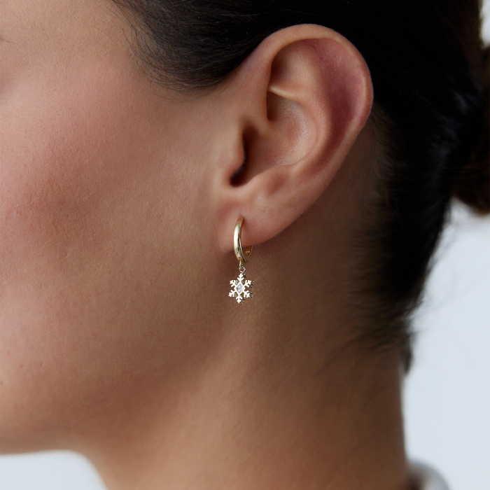 Tektaşlı Kar Tanesi Sallantılı Küpe - Rayna