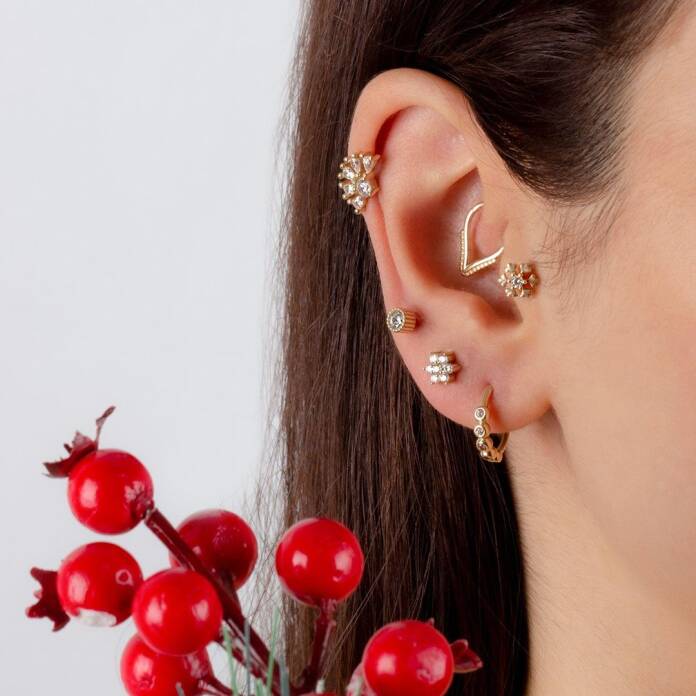 Tektaşlı Kar Tanesi Tragus Piercing - 2