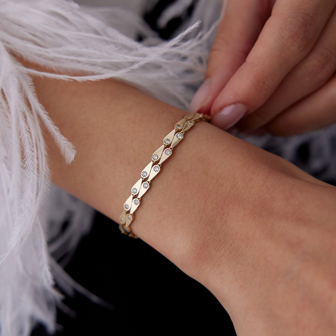 Ters Düz Taşlı Damla Bileklik - 1