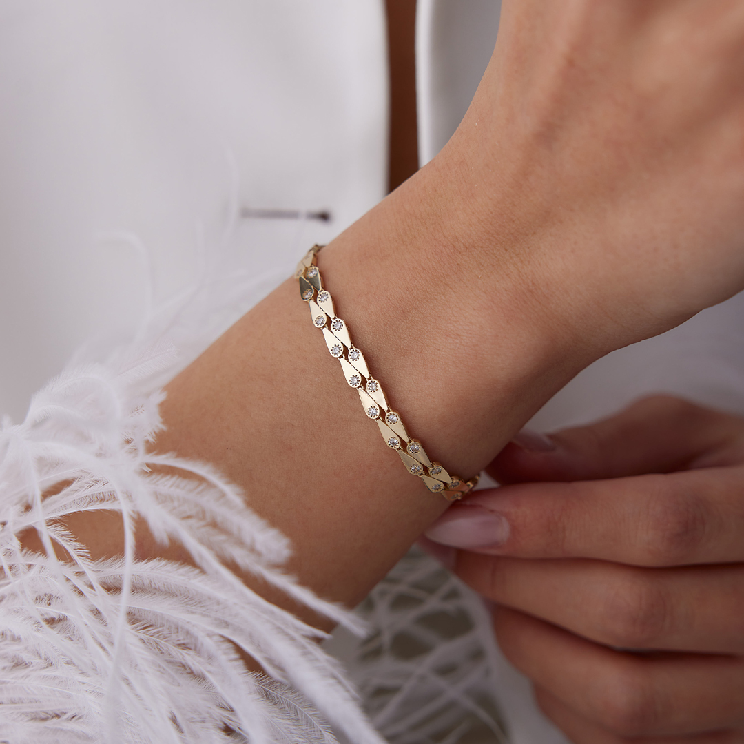 Ters Düz Taşlı Damla Bileklik - 2