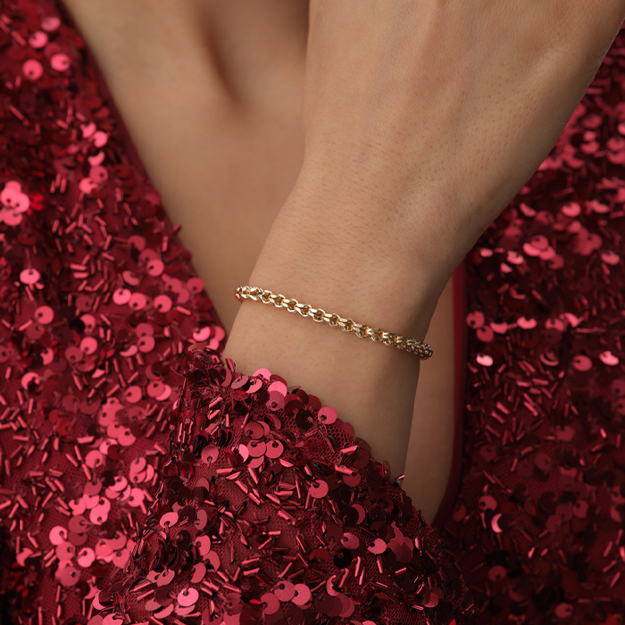 Thick Halka Zincir Altın Bileklik - Taç