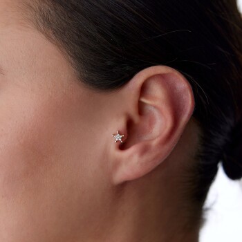 Top Detaylı Taşlı Büyük Yıldız Tragus Piercing - Alen (1)