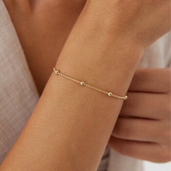 Top Detaylı Zincir Bileklik - Taç