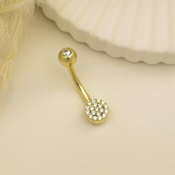 Top Taşlı Daire Motifli Göbek Piercing - Dianora (1)