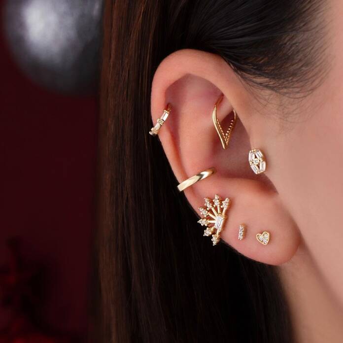 Toplu Damla Helix Piercing - 3