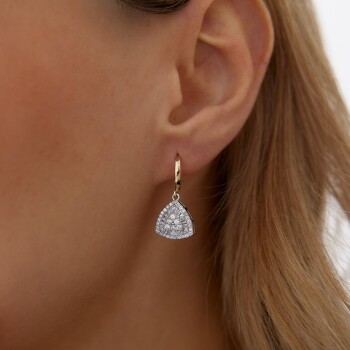 Trapez Baget Halka Sallantılı Küpe - Rayna (1)