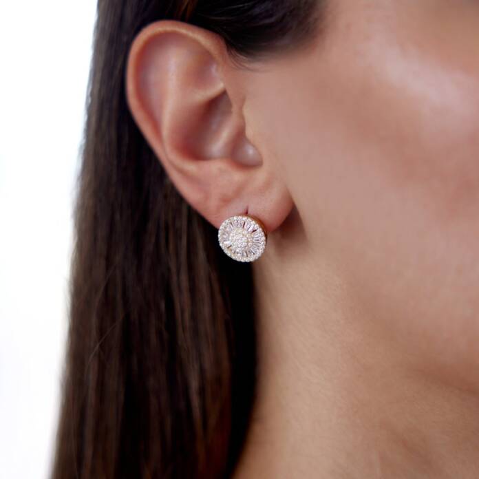 Trapez Baget Taşlı Küpe - 1