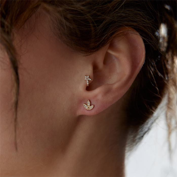 Trefoil Taşlı Küpe - Rayna