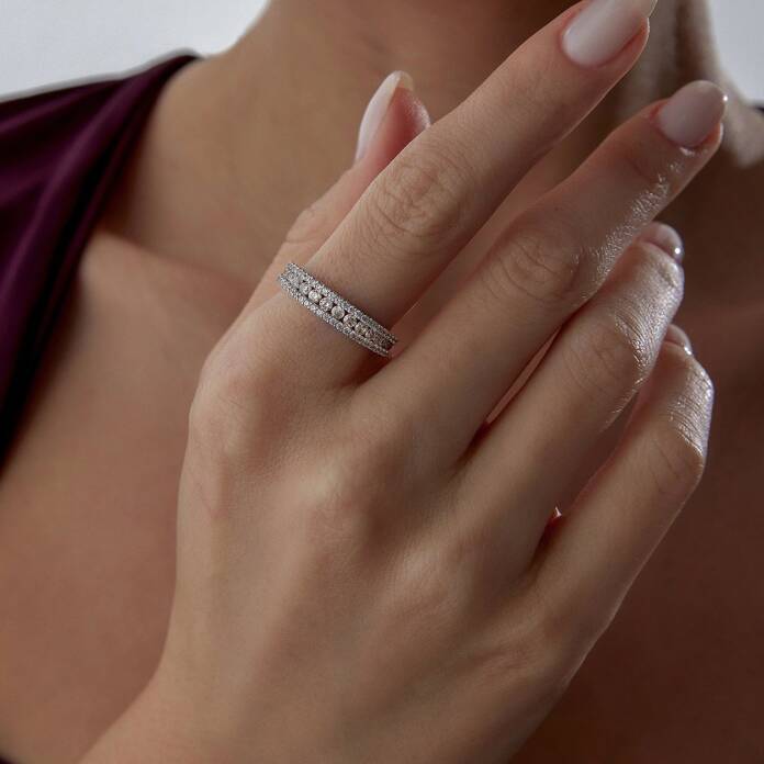 Tri Rows Süzme Yarımtur Yüzük - 1