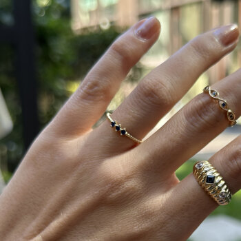 Tria Lacivert Taşlı Yüzük - Mazi