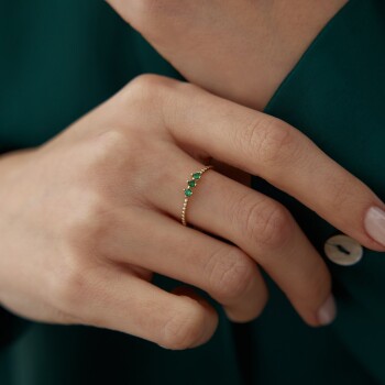Tria Yeşil Taşlı Yüzük - Gökhan Bera