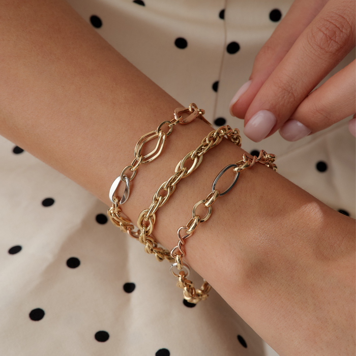 Tricolor Big Halka Altın Bileklik - 3