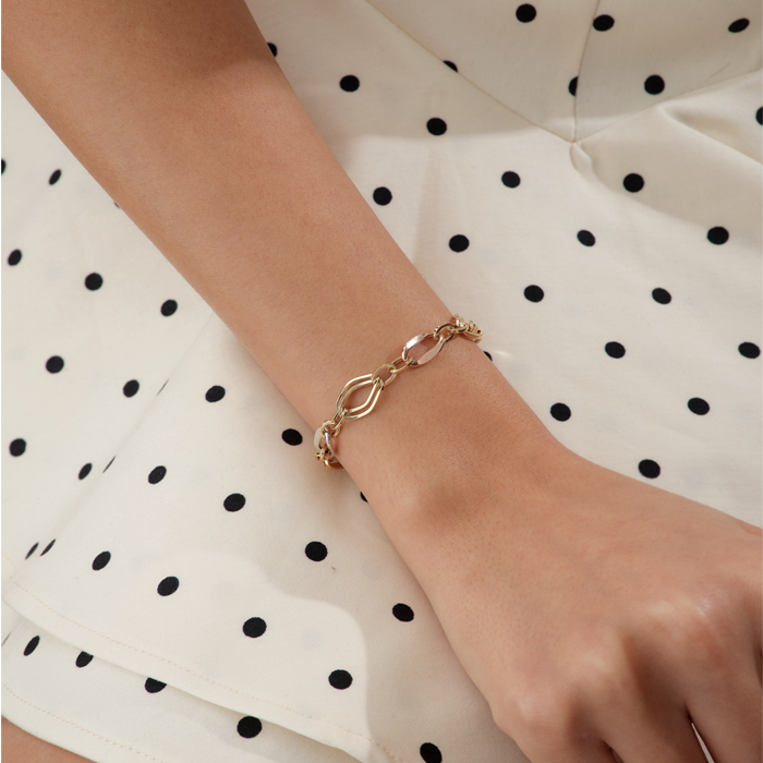 Tricolor Big Halka Altın Bileklik - Özer