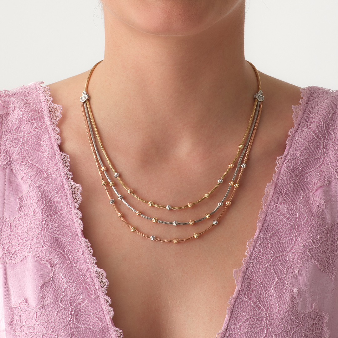 Tricolor Dorica Altın Kolye - 1