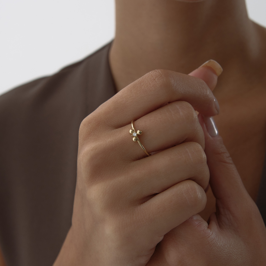 Trio Ball Mini Tektaş Yüzük - 1